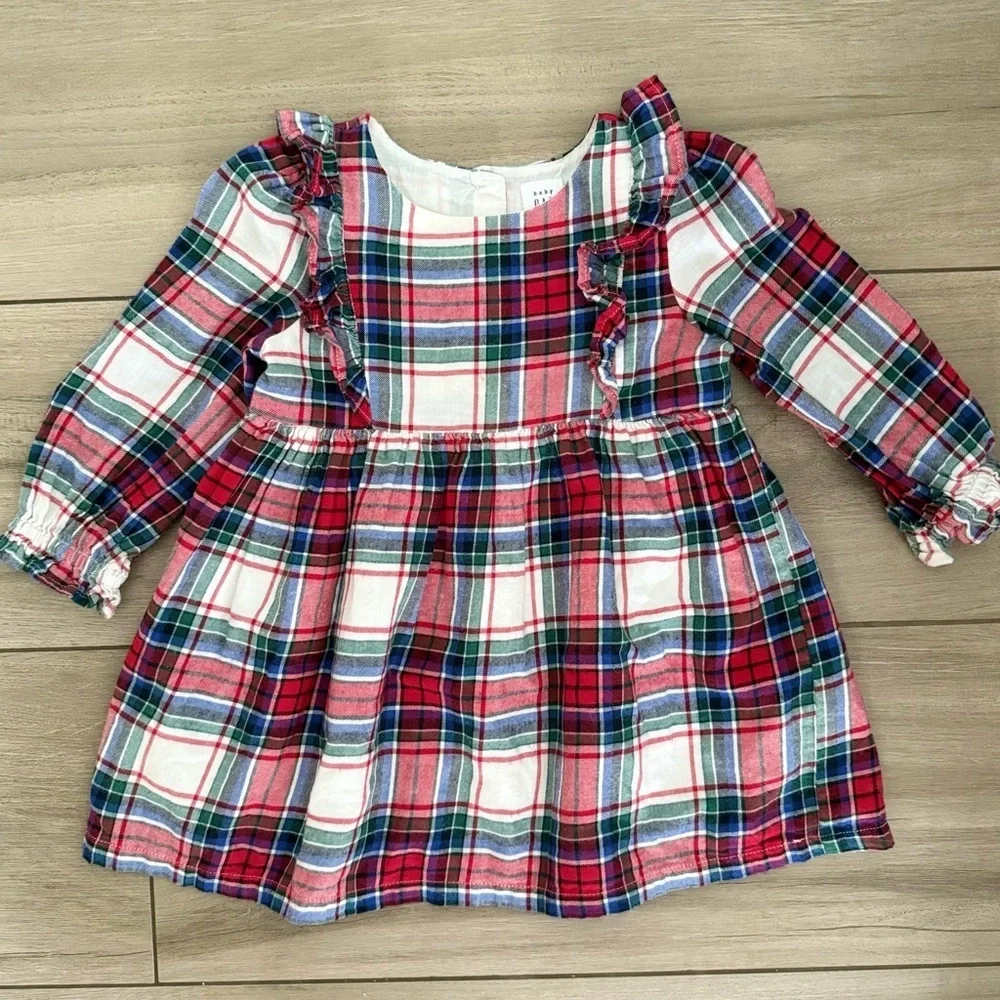 Cream Knit Dress and Plaid Dress Set toddler Christmas dress